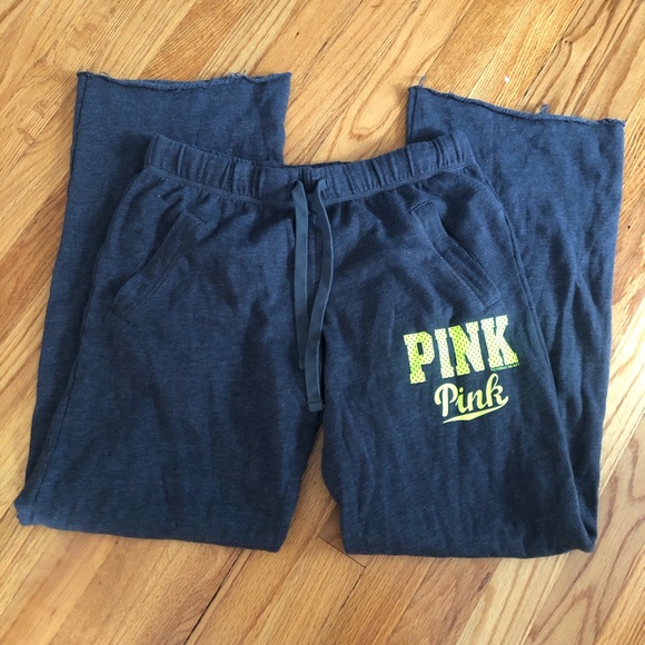 Pink Victoria’s Secret Gray sweatpants size small 
Gray neon yellow logo - Picture 2 of 5